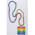 Rainbow Mardi Gras Beads with Square Light-Up Disk